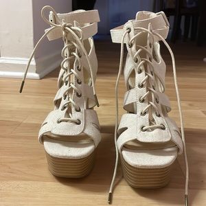 Beige platform sandals